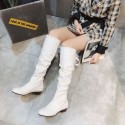 Women Fashion Solid Color Creased High Boots