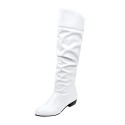 Women Fashion Simple Plus Size Solid Color Round Toe High Boots