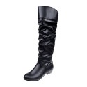 Women Fashion Simple Plus Size Solid Color Round Toe High Boots