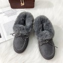 Suede Winter Women Fashion Solid Color Plush Thickened Warm Flat Snow Boots