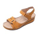 Women Fashion Plus Size Solid Color Velcro Round-Toe Sandals