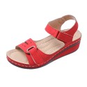 Women Fashion Plus Size Solid Color Velcro Round-Toe Sandals