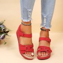 Women Fashion Plus Size Solid Color Velcro Round-Toe Sandals