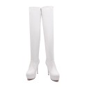 Autumn And Winter Women Fashion Solid Color Round Toe Thick-Soled Stiletto Heel Over The Knee Boots