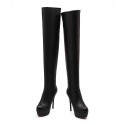 Autumn And Winter Women Fashion Solid Color Round Toe Thick-Soled Stiletto Heel Over The Knee Boots