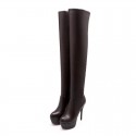 Autumn And Winter Women Fashion Solid Color Round Toe Thick-Soled Stiletto Heel Over The Knee Boots