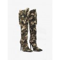 Women Fashion Camouflage Printed High-Heel Boots