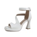 Women Fashion Sexy Peep Toe Square Toe Chunky Heel Sandals