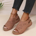 Women Fashion Casual Plus Size Solid Color Hollow-Out Breathable Sandals