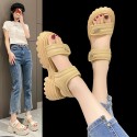 Summer Women Casual Round Toe Thick-Soled Velcro Sandals