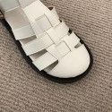 Women Casual British Style Solid Color Cover Toe Woven Roman Sandals