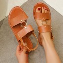 Summer Women Casual Plus Size Solid Color Round Toe Flat Slippers