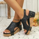 Women Summer Fashion Retro Platform Wedge Heel Plus Size Sandals