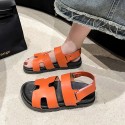 Summer Women'S Casual Plus Size Solid Color Velcro Buckle Roman Sandals