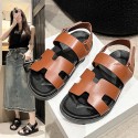 Summer Women'S Casual Plus Size Solid Color Velcro Buckle Roman Sandals