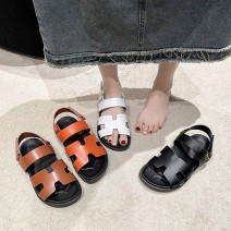 Summer Women'S Casual Plus Size Solid Color Velcro Buckle Roman Sandals