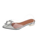 Women Summer Fashionable Plus Size Transparent Rhinestone Toe Sandals