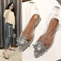 Women Summer Fashionable Plus Size Transparent Rhinestone Toe Sandals