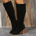 Women Fashion Vintage Plus Size Suede Side Zipper Chunky Heel High Boots